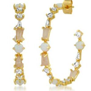 Anthropologie Ailynne Stone Hoop Earrings NWT